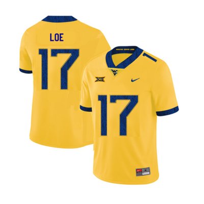 Men's West Virginia Mountaineers NCAA #17 Exree Loe Yellow Authentic Nike 2019 Stitched College Football Jersey BC15W66HQ